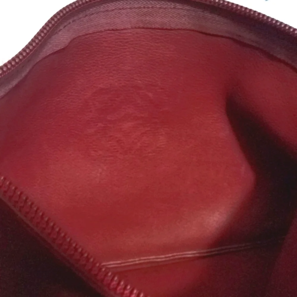 Loewe Burgundy Leather Suede Anagram Pouch